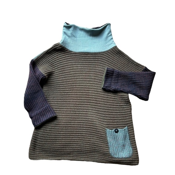 Margaret Winters color block sweater cowl neck color block reversible tunic XL - Picture 4 of 9